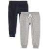The Children's Place Boys Active Fleece Jogger Pants, New Navy/Heather Gray 2 Pack, Small view 1