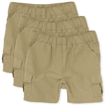 The Children's Place Baby Boys And Toddler Boys Pull on Cargo Shorts,Flax 3 Pack,4T