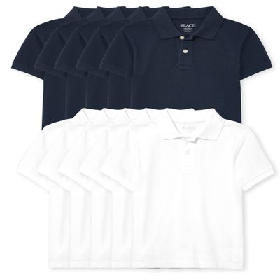 The Children's Place Boys Short Sleeve Pique Polo Shirt, Nautico/White, XX-Large US