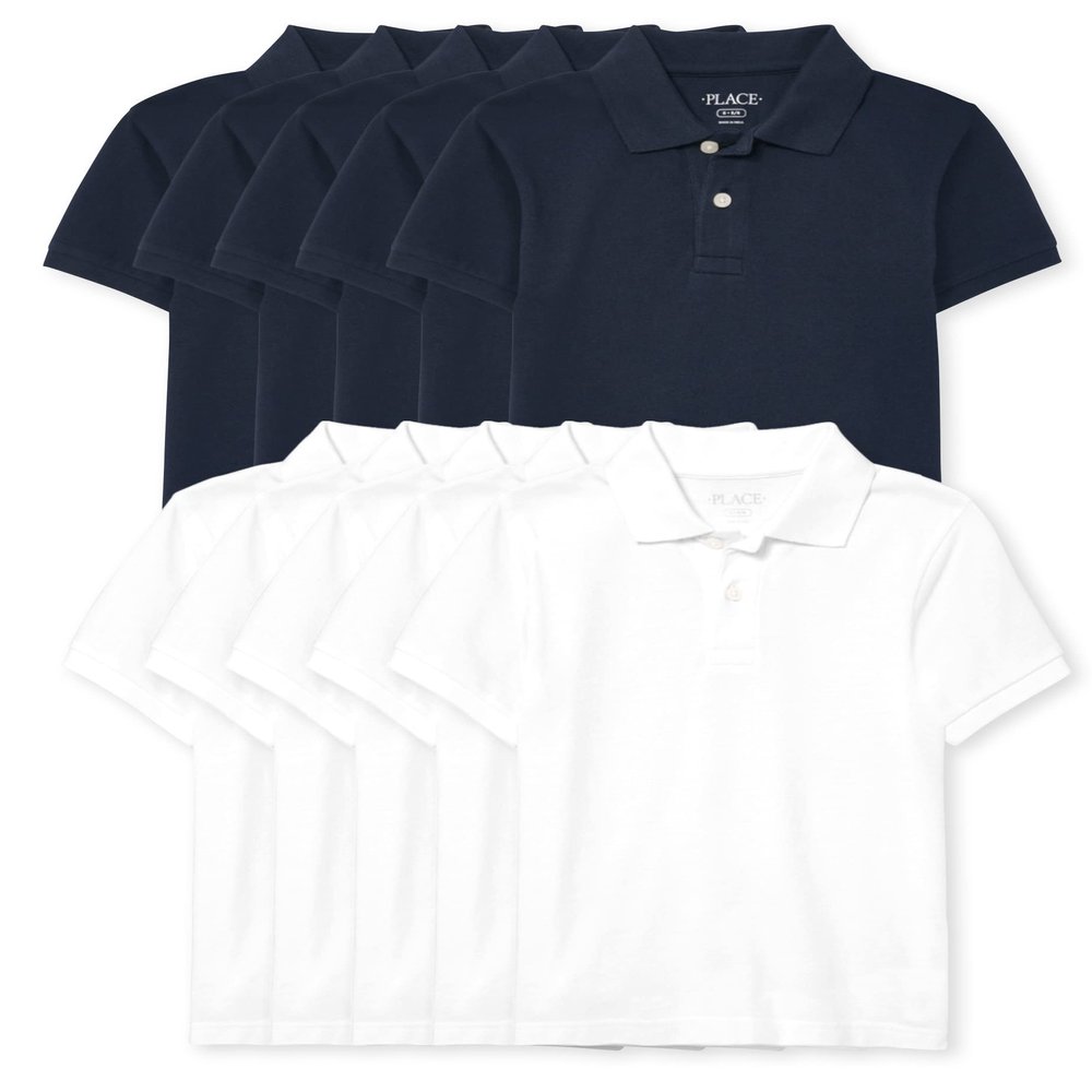 The Children's Place Boys Short Sleeve Pique Polo Shirt, Nautico/White, XX-Large US