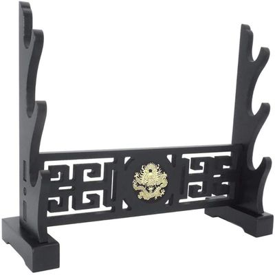 CXM WLONG 'ART Dragon Pattern Sword Stand Black Tai Chi Sword Holder Weapon Display Stand Japanese Samurai Sword Rack Hanger and Standard Sword Holder Layer Sword Stand3Tier