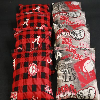 BackYardGamesUSA Cornhole BEANBAGS Made w Alabama Fabric ACA Regulation Set of 8 Regulation Size Duck Canvas Cornhole Toss Bean Bags (Corn Filled)