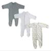 Bambini Layette Set of 3 Solid White, Gray, and Orange Infant Clothing Essentials Medium Closed-Toe Sleep and Play, 8" view 1