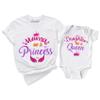 Mama of a Princess Daughter of a Queen Shirt Mommy and Me Matching Mom Kids T-Shirt Gifts White view 1