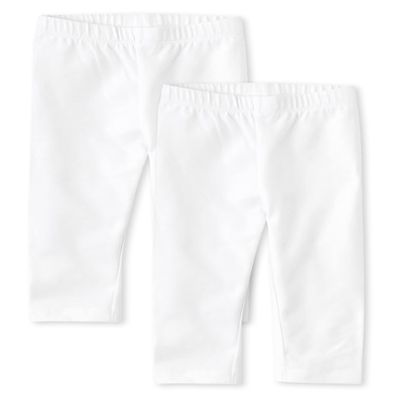 The Children's Place Baby Toddler Girls Capri Leggings, White 2 Pack, 4T