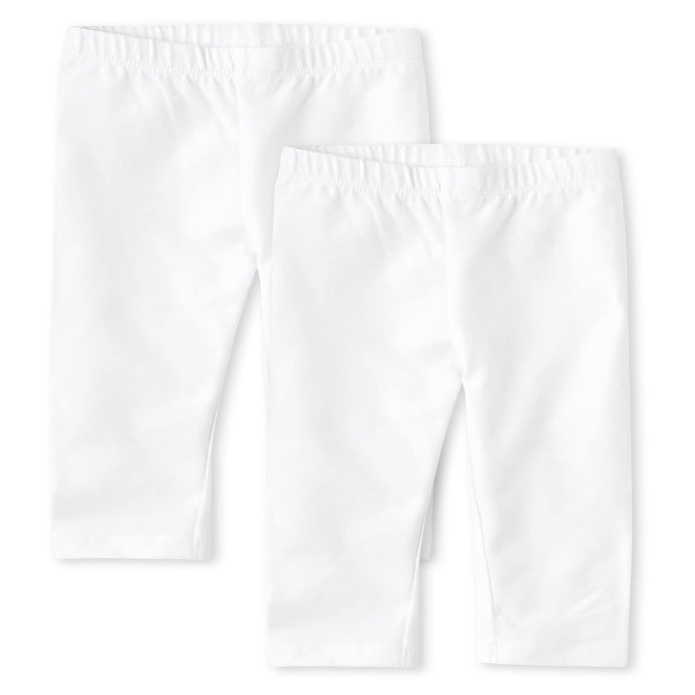 The Children's Place Baby Toddler Girls Capri Leggings, White 2 Pack, 4T