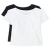 The Children's Place baby girls And Toddler Short Sleeve Basic Layering T-shirt T Shirt, Black/White 2 Pack, 18-24 Months US view 1