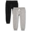 The Children's Place Boys Active Fleece Jogger Pants, Black/Heather Gray 2 Pack, Large view 1