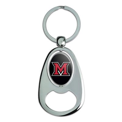 Miami University RedHawks Logo Keychain Chrome Metal Spinning Oval Bottle Opener