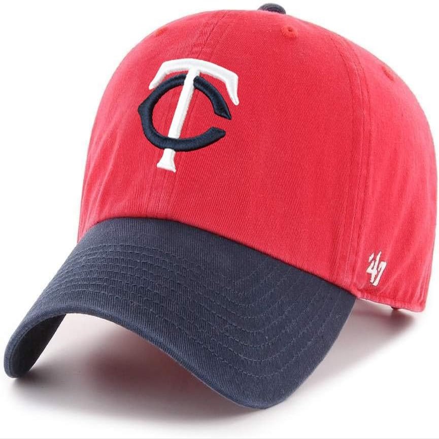 47 MLB Two Tone Primary Logo Clean Up Adjustable Hat, Adult One Size Fits All (Minnesota Twins)