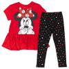 Disney Minnie Mouse Valentines Day Toddler Girls Peplum T-Shirt and Leggings Outfit Set Red/Black 5T view 1
