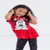 Disney Minnie Mouse Valentines Day Toddler Girls Peplum T-Shirt and Leggings Outfit Set Red/Black 5T view 3
