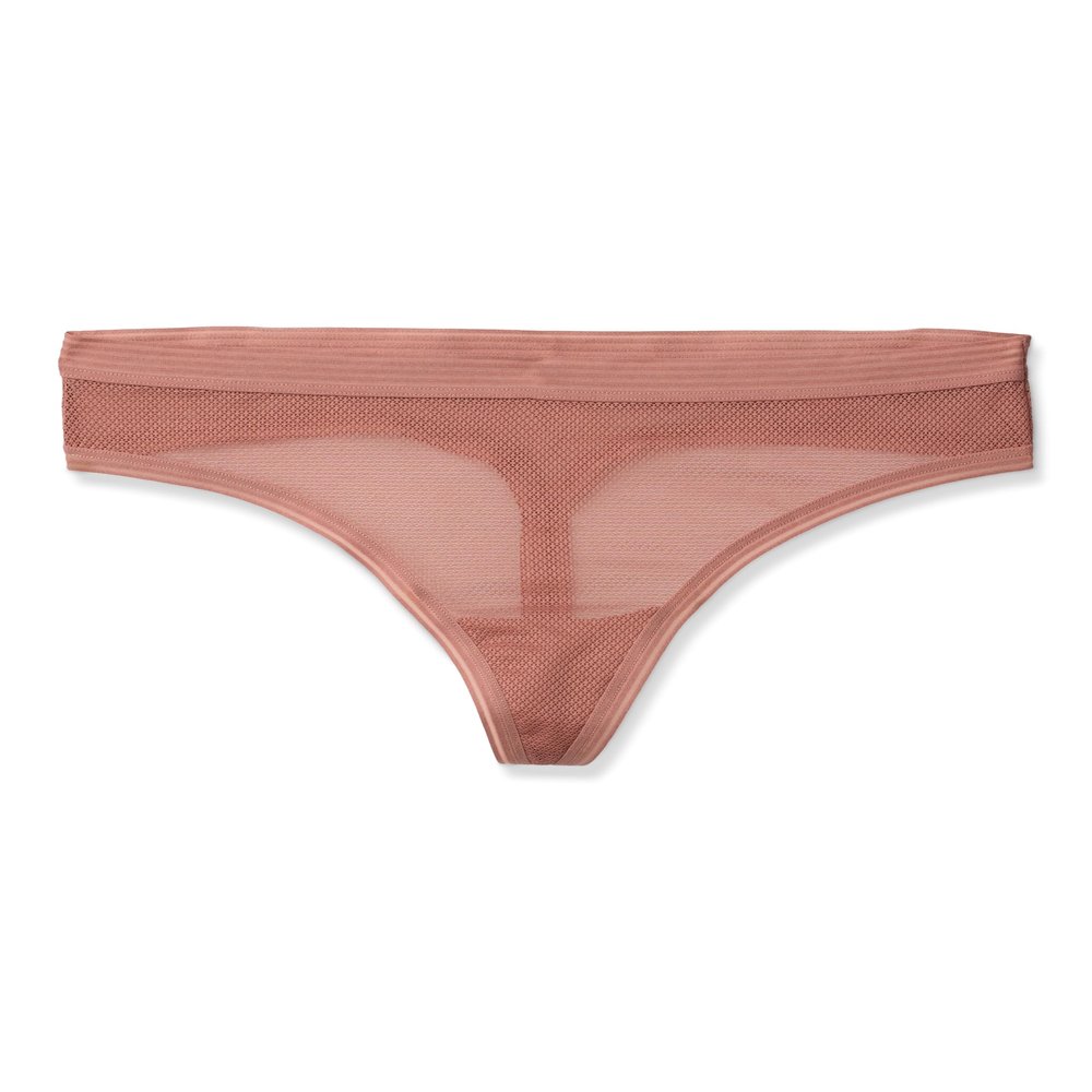 DKNY womens Sheer Stripe Thong Panties, Rosewood, Medium US