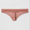 DKNY womens Sheer Stripe Thong Panties, Rosewood, Medium US view 3