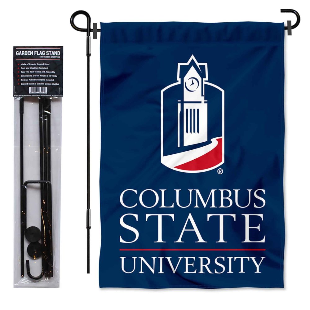 College Flags & Banners Co. Columbus State Cougars Garden Flag and Stand Pole Holder Set