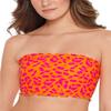 Salt + Cove Juniors' Tangerine Cherry On Top Printed Smocked Bikini Swim Top (Tangerine, Large) view 1