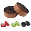 2Pcs Bike Handlebar Tapes Faux Leather Perforated Handle Straps Riding Supplies,Perfect Bike Accessories Brown view 4