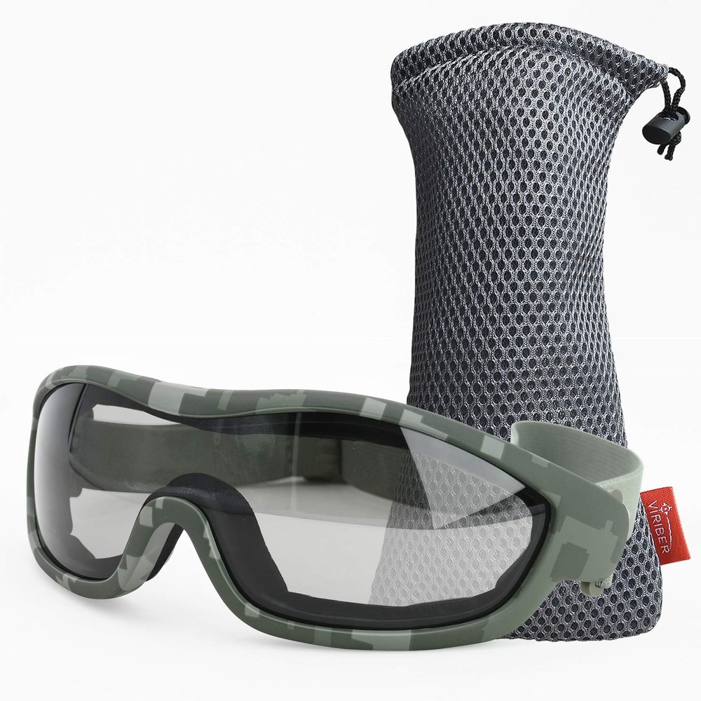 Viriber Adjustable Military Goggles, Scratch-Resistant Lens, UV 400 Protection, Unisex
