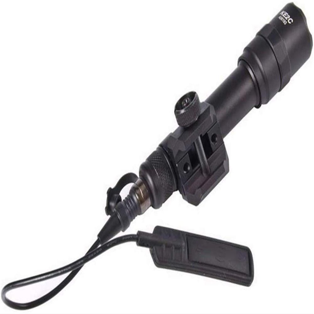 AKFIRE M600U Tactical LED Mini Scout Flashlight Torch, Single Mode Weapon Light with Pressure Switch Picatinny Mount Rail Offset for Hunting Hiking (Black)