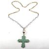 Jewelry Multi Blue Glass Crystal Rosary Chain Bronze Chain Metal Cross Pdant Necklaces WOM Ethnic Necklace - (Main Stone Color: Blue; Lgth: 76cm) view 1