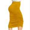 MBJ WB1147 Womens Elegant High Waist Pencil Skirt with Side Shirring S Mustard view 2