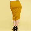 MBJ WB1147 Womens Elegant High Waist Pencil Skirt with Side Shirring S Mustard view 3