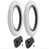 CYCLEZ Pair/Set (2) - 12 1/2" x 2 1/4" White Bicycle Tires and (2) 12" Standard American/Valve Tubes, Kids Comp 3 Thread Style Replacement Bundle kit, 12 in Tyres and Tubes Combo view 1