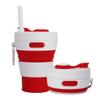 UNNESTAR Collapsible Camping Cup with Straw Silicone Folding Coffee Cup Sport Bottle Portable Travel Outdoor Car 16oz 20oz (Red) view 1