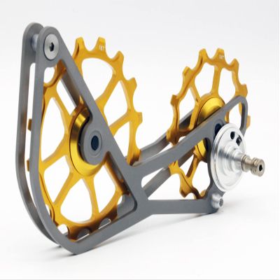 SwishTi Road Cyclocross Gravel Bicycle Bike Rear Derailleur Oversized Pulley Wheel System Cage OSPW for Sram eTap 11 Speed use (Gold)