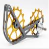 SwishTi Road Cyclocross Gravel Bicycle Bike Rear Derailleur Oversized Pulley Wheel System Cage OSPW for Sram eTap 11 Speed use (Gold) view 1