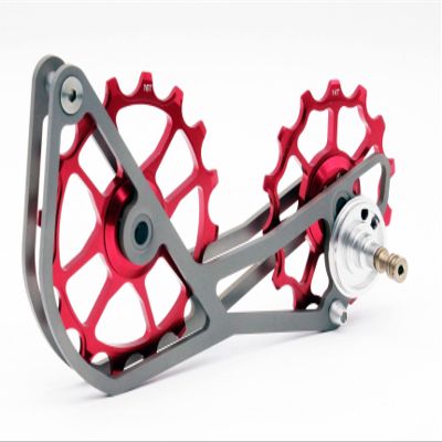 SwishTi Road Cyclocross Gravel Bicycle Bike Rear Derailleur Oversized Pulley Wheel System Cage OSPW for Sram eTap 11 Speed use (Red)