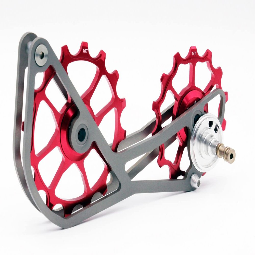 SwishTi Road Cyclocross Gravel Bicycle Bike Rear Derailleur Oversized Pulley Wheel System Cage OSPW for Sram eTap 11 Speed use (Red)