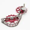 SwishTi Road Cyclocross Gravel Bicycle Bike Rear Derailleur Oversized Pulley Wheel System Cage OSPW for Sram eTap 11 Speed use (Red) view 3