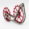 SwishTi Road Cyclocross Gravel Bicycle Bike Rear Derailleur Oversized Pulley Wheel System Cage OSPW for Sram eTap 11 Speed use (Red) view 4