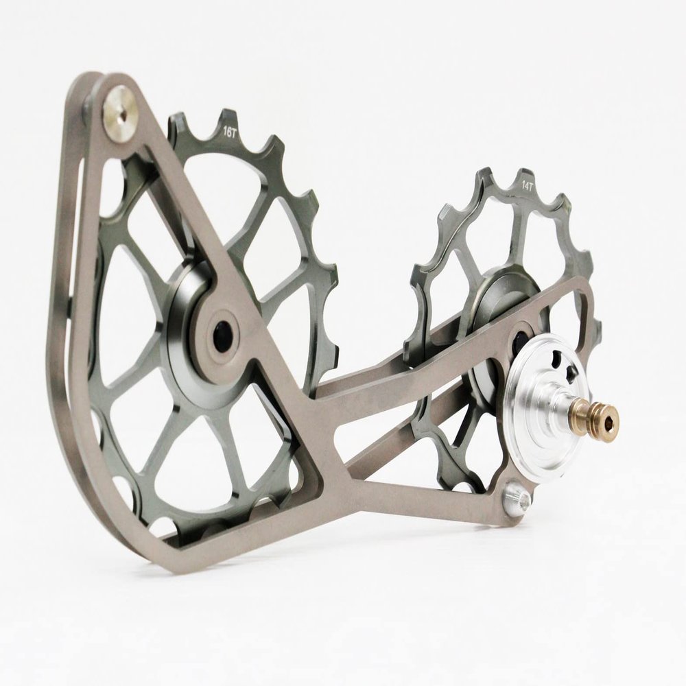 SwishTi Road Cyclocross Gravel Bicycle Bike Rear Derailleur Oversized Pulley Wheel System Cage OSPW for Sram eTap 11 Speed use (Gray)