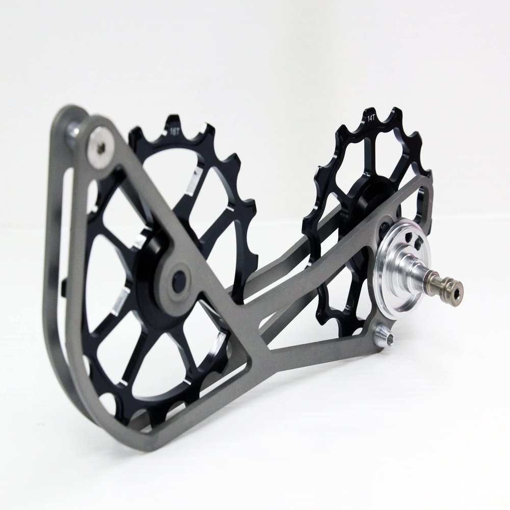 SwishTi Road Cyclocross Gravel Bicycle Bike Rear Derailleur Oversized Pulley Wheel System Cage OSPW for Sram eTap 11 Speed use (Black)