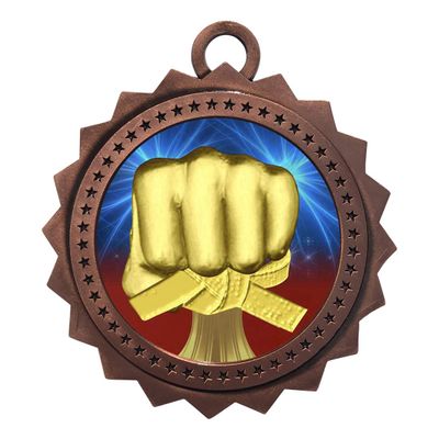 10 PK of Martial Arts Bronze Medals Trophy Award with Neck Ribbons D03-D25