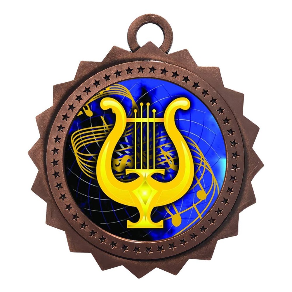10 PK of Music Bronze Medals Trophy Award with Neck Ribbons D03-FCL516