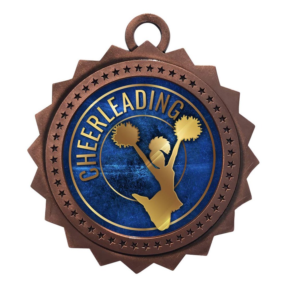 10 PK of Cheerleading Bronze Medals Trophy Award with Neck Ribbons D03-EG16