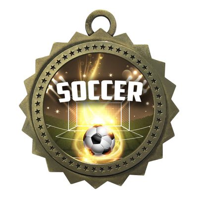 10 PK of Soccer Gold Medals Trophy Award with Neck Ribbons D03-EG180