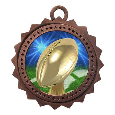 10 PK of Football Bronze Medals Trophy Award with Neck Ribbons D03-D20