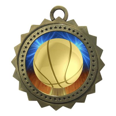 10 PK of Basketball Gold Medals Trophy Award with Neck Ribbons D03-D10