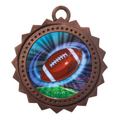 10 PK of Football Bronze Medals Trophy Award with Neck Ribbons D03-MY422