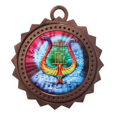 10 PK of Music Bronze Medals Trophy Award with Neck Ribbons D03-MY434