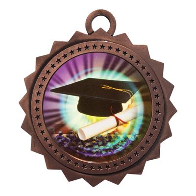 10 PK of Graduation Bronze Medals Trophy Award with Neck Ribbons D03-MY424
