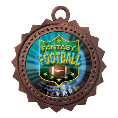 10 PK of Fantasy Football Bronze Medals Trophy Award with Neck Ribbons D03-MY485