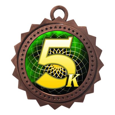 10 PK of 5K Bronze Medals Trophy Award with Neck Ribbons D03-FCL578