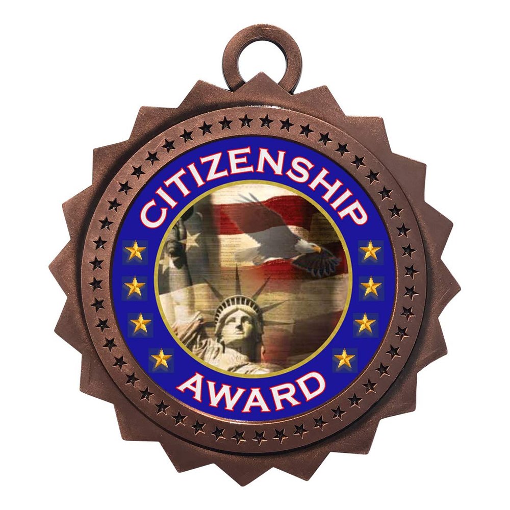 10 PK of Citizenship Bronze Medals Trophy Award with Neck Ribbons D03-FCL441