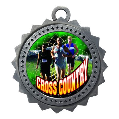 10 PK of Male Cross Country Silver Medals Trophy Award with Neck Ribbons D03-FCL447