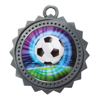 10 PK of Soccer Silver Medals Trophy Award with Neck Ribbons D03-MY446